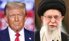 Photomontage montrant Donald Trump et Ali Khamenei. ( AFP / CHARLY TRIBALLEAU )