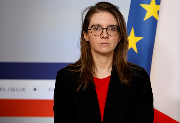 La ministre chargée de l'Egalité femmes-hommes Aurore Bergé à Paris le 19 février 2025. ( AFP / LUDOVIC MARIN )