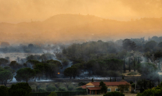Des terres encore fumantes après le passage d'un incendie de forêt aux abords de Montalba-le-Château, dans les Pyrénées-Orientales, le 5 juillet 2026 ( AFP / Jc Milhet )
