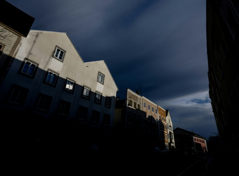 La maison natale d'Adolf Hitler transformée en commissariat de police, le 17 février 2026 à Braunau-am-Inn, dans le nord de l'Autriche  ( AFP / Joe Klamar )