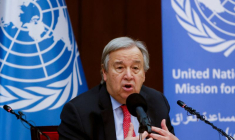 Le Secrétaire général des Nations Unies Antonio Guterres tient une conférence de presse à Bagdad, en Irak
