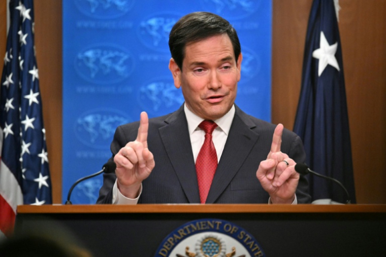 Le chef de la diplomatie américaine Marco Rubio lors d'une conférence de presse à Washington le 19 décembre 2025 ( AFP / Mandel NGAN )
