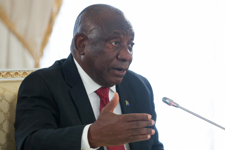 Cyril Ramaphosa à Strelna, près de Saint-Pétersbourg, en Russie, le 29 juillet 2023. ( TASS Host Photo Agency / SERGEI BOBYLYOV )