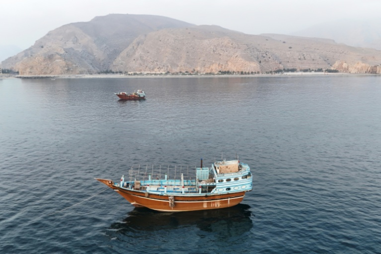 Des bateaux ancrés près du détroit d'Ormuz, au large d'Oman, le 27 juin 2026 ( AFP / - )