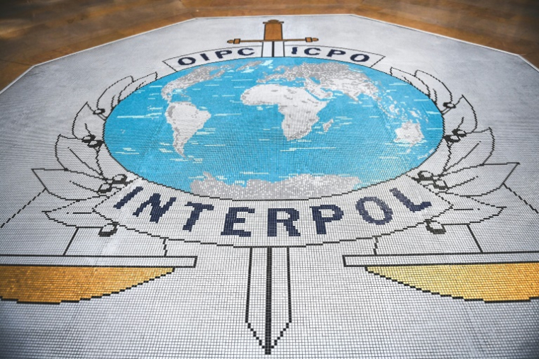 Le logo d'Interpol à Lyon, le 5 septembre 2023 ( AFP / OLIVIER CHASSIGNOLE )