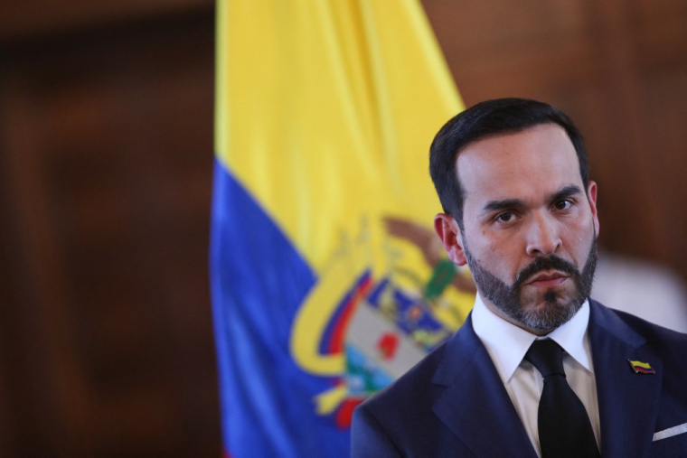Le président colombien de droite Abelardo de la Espriella à Bogota le 12 août 2026. ( AFP / ESTEBAN VEGA LA-ROTTA )