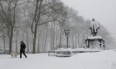 L'arrondissement de Brooklyn, à New York, sous une tempête de neige le 23 février 2026 ( AFP / ANGELA WEISS )