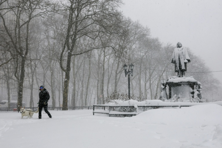 L'arrondissement de Brooklyn, à New York, sous une tempête de neige le 23 février 2026 ( AFP / ANGELA WEISS )