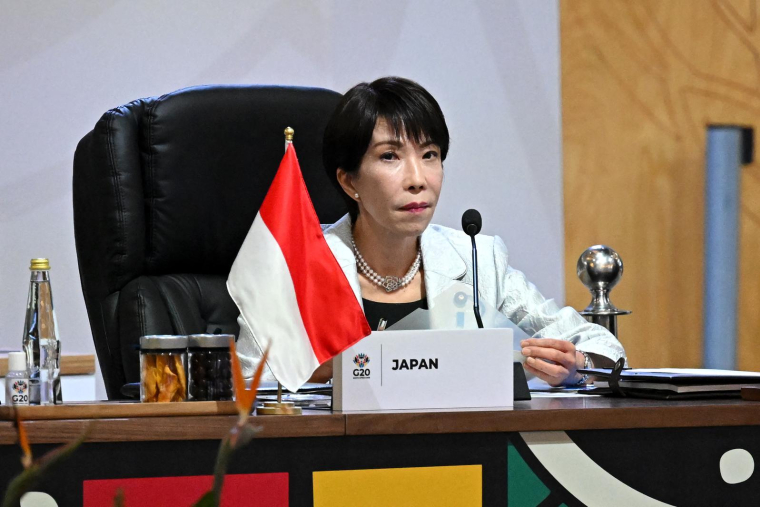 Sanae Takaichi, Première ministre japonaise, lors d'une séance plénière du sommet des dirigeants du G20 au Nasrec Expo Centre de Johannesburg, le 22 novembre 2025. ( POOL / LEON NEAL )