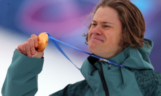 Ski alpin - Cérémonie de victoire du slalom géant masculin