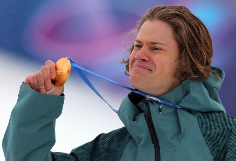 Ski alpin - Cérémonie de victoire du slalom géant masculin