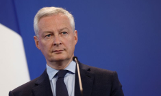 Le ministre français de l'Économie, des Finances, de l'Industrie et du Numérique Bruno Le Maire lors d'une conférence de presse au ministère des Finances de Bercy