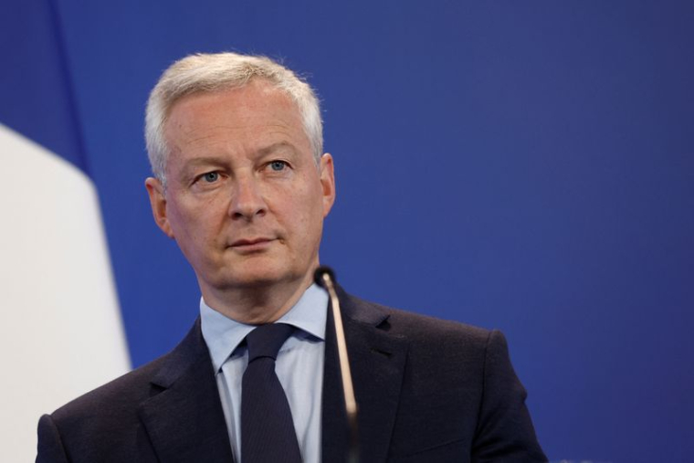 Le ministre français de l'Économie, des Finances, de l'Industrie et du Numérique Bruno Le Maire lors d'une conférence de presse au ministère des Finances de Bercy