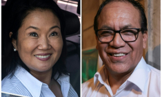 Cette combinaison de photos réalisée le 13 mai 2026 montre les candidats à la présidence du Pérou, Keiko Fujimori (g.), à Lima le 14 avril 2026, et Roberto Sanchez, dans son bureau de campagne à Lima, le 14 avril 2026 ( AFP / ERNESTO BENAVIDES )