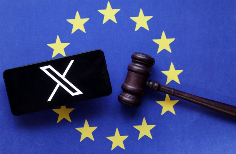 Le logo X, le drapeau de l'Union européenne
