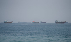 Navires près du détroit d'Ormuz, vus depuis Musandam