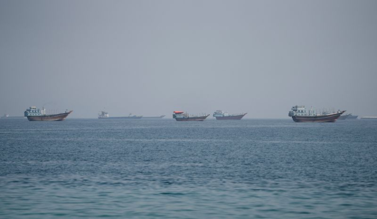 Navires près du détroit d'Ormuz, vus depuis Musandam