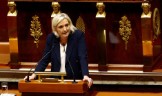 La présidente du groupe parlementaire du Rassemblement National (RN), à l'Assemblée nationale à Paris, France