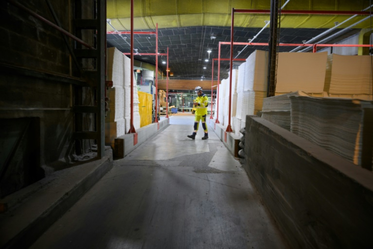 Un employé travaille chez le producteur de pâte à papier Fibre Excellence lors d’une visite de presse, à Saint-Gaudens, dans le sud-ouest de la France, le 18 juin 2026 ( AFP / Lionel BONAVENTURE )