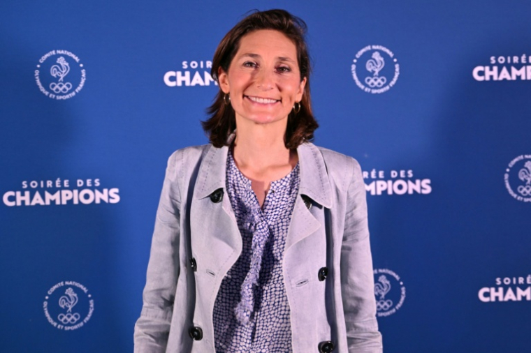 La présidente du Comité national olympique et sportif français, Amélie Oudéa-Castéra, participe à une Soirée des Champions, à Paris, le 23 juin 2025 ( AFP / EMMA DA SILVA )