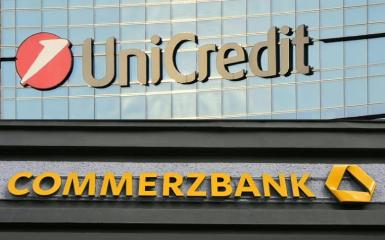 logos combinés des banques UniCredit et Commerzbank  ( AFP / GIUSEPPE CACACE )
