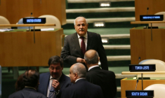 Riyad Mansour, ambassadeur de la mission palestinienne auprès des Nations unies, le 21 décembre 2017 à New York ( GETTY IMAGES NORTH AMERICA / SPENCER PLATT )