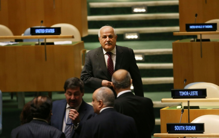 Riyad Mansour, ambassadeur de la mission palestinienne auprès des Nations unies, le 21 décembre 2017 à New York ( GETTY IMAGES NORTH AMERICA / SPENCER PLATT )