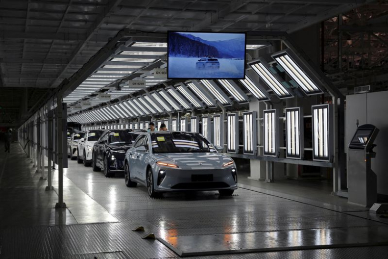 Chaîne de production du fabricant de véhicules électriques Nio à Hefei