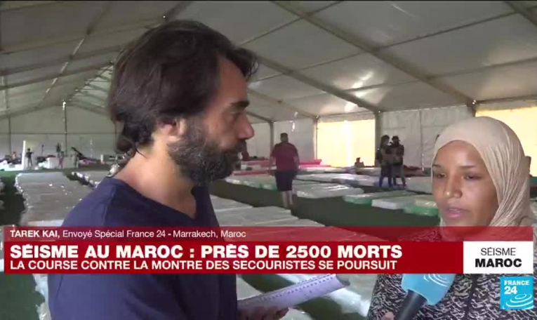 Maroc : un stade de foot transformé en centre d'hébergement pour les sinistrés du séisme