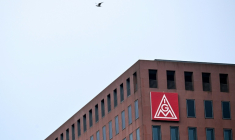 Logo du syndicat IG Metall à Francfort, 11 décembre 2025 ( AFP / Kirill KUDRYAVTSEV )
