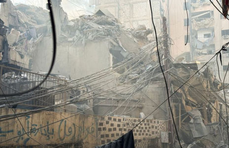 Le site de frappes israéliennes à Beyrouth
