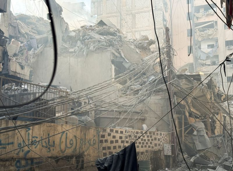 Le site de frappes israéliennes à Beyrouth