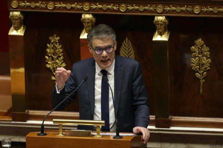 Le premier secrétaire du PS Olivier Faure, le 16 janvier 2025 à l'Assemblée nationale à Paris ( AFP / THIBAUD MORITZ )