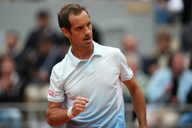 Le Français Richard Gasquet lors du premier tour de Roland-Garros le 26 mai 2025 à Paris ( AFP / Dimitar DILKOFF )