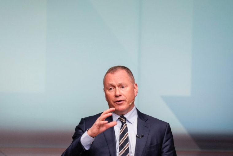 Nicolai Tangen, directeur général du fonds souverain norvégien, lors d'une conférence de presse à Oslo