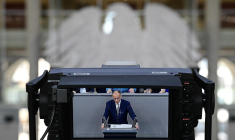 Le nouveau chancelier allemand Friedrich Merz prononce son premier discours de politique générale au Bundestag à Berlin le 14 mai 2025 ( AFP / John MACDOUGALL )