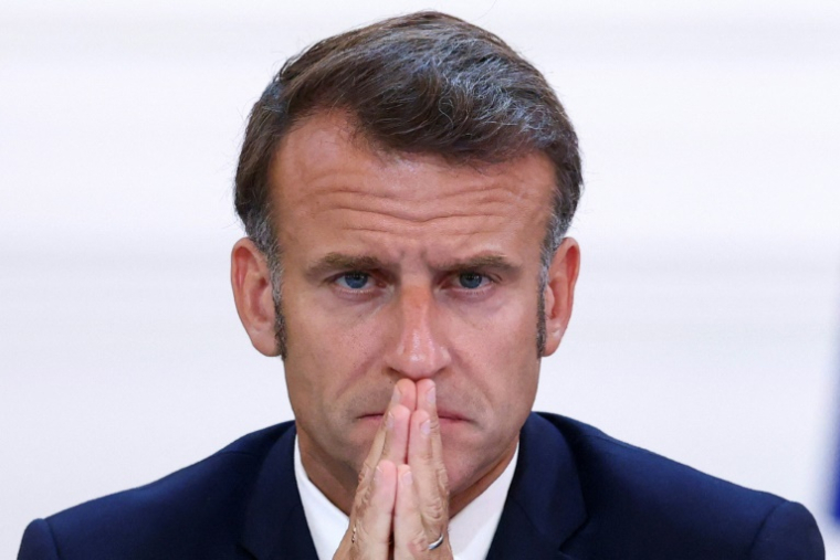 Le président français Emmanuel Macron participe à une réunion avec les élus et les représentants de Nouvelle-Calédonie à l'Elysée, à Paris, le 12 juillet 2025 ( POOL / Tom Nicholson )