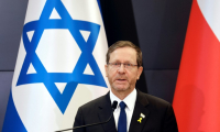 Le président israélien s'exprime lors de la Marche des Vivants à Oswiecim en Pologne le 24 avril 2025 ( AFP / Wojtek RADWANSKI )