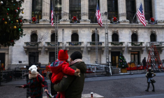 Vue à l'extérieur du New York Stock Exchange (NYSE) à New York City