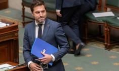 Le leader de MR, Georges-Louis Bouchez, à Bruxelles, le 13 novembre 2025 ( BELGA / JONAS ROOSENS )