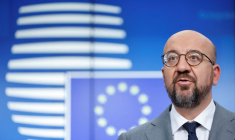 Le président du Conseil européen, Charles Michel, lors d'une conférence de presse du sommet des dirigeants de l'Union européenne à Bruxelle