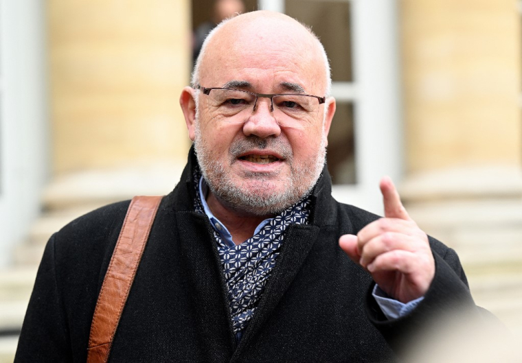 Le secrétaire confédéral du syndicat Force ouvrière (FO) Michel Beaugas, au ministère du Travail à Paris le 21 novembre 2022. ( AFP / BERTRAND GUAY )