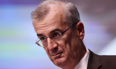 Le gouverneur de la banque centrale française François Villeroy de Galhau lors d'un discours à Paris