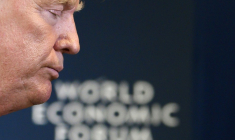 Le président américain Donald Trump, lors de sa dernière visite en personne au Forum économique mondial à Davos (Suisse), le 22 janvier 2020 ( AFP / JIM WATSON )