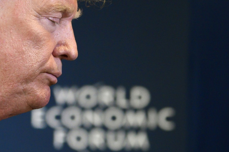 Le président américain Donald Trump, lors de sa dernière visite en personne au Forum économique mondial à Davos (Suisse), le 22 janvier 2020 ( AFP / JIM WATSON )