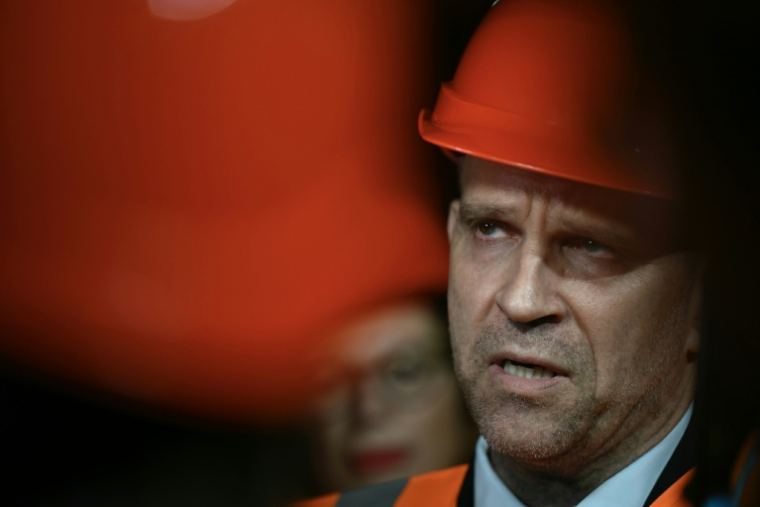 L'ancien ministre de l'Industrie Marc Ferracci en visite aux Salins du Midi et  Salines de l’Est, le 5 septembre 2025 à Varangeville, en Meurthe-et-Moselle ( AFP / Jean-Christophe VERHAEGEN )