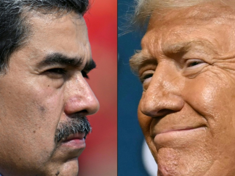 Combo réalisé en 2025 de portraits de Nicolas Maduro (g) et Donald Trump ( AFP / Juan BARRETO )