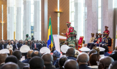 Le général Brice Oligui Nguema, chef du coup d'État, à Libreville, au Gabon