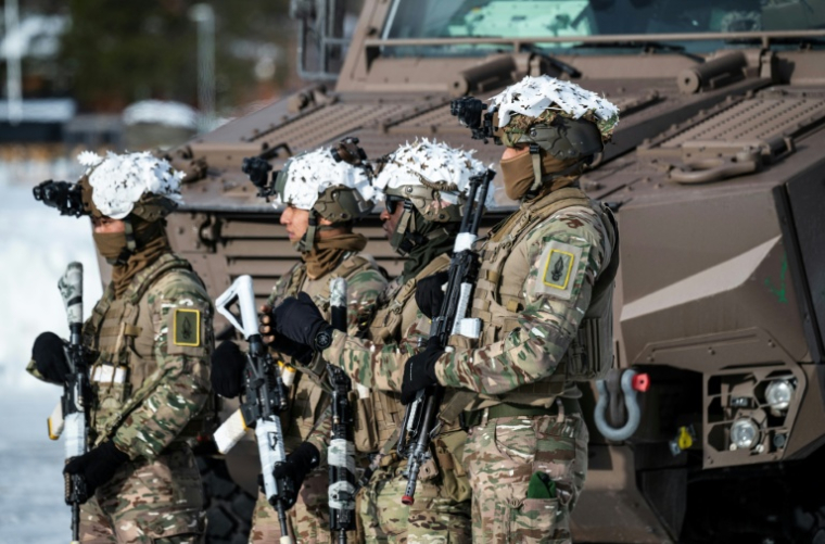 Des soldats français participent à l'exercice militaire Cold Response de l'Otan, près de Setermoen, le 12 mars 2026 en Norvège  ( AFP / John MACDOUGALL )
