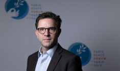 Justin Vaisse, directeur général du Forum de Paris pour la Paix, le 27 octobre 2025 à Paris ( AFP / JOEL SAGET )